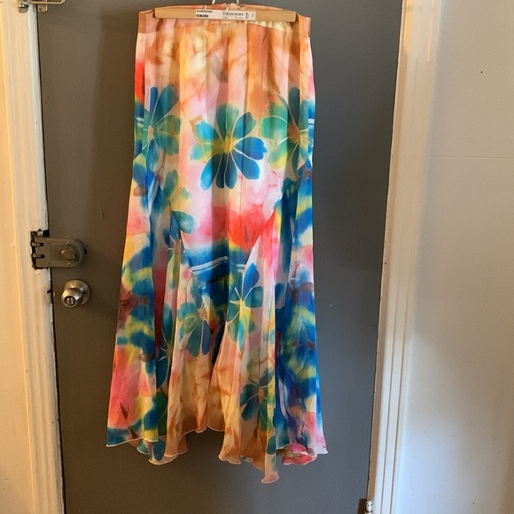 Christian chenail 100% silk maxi asymmetric abstract y2k fairy whimsical skirt - Picture 4 of 9